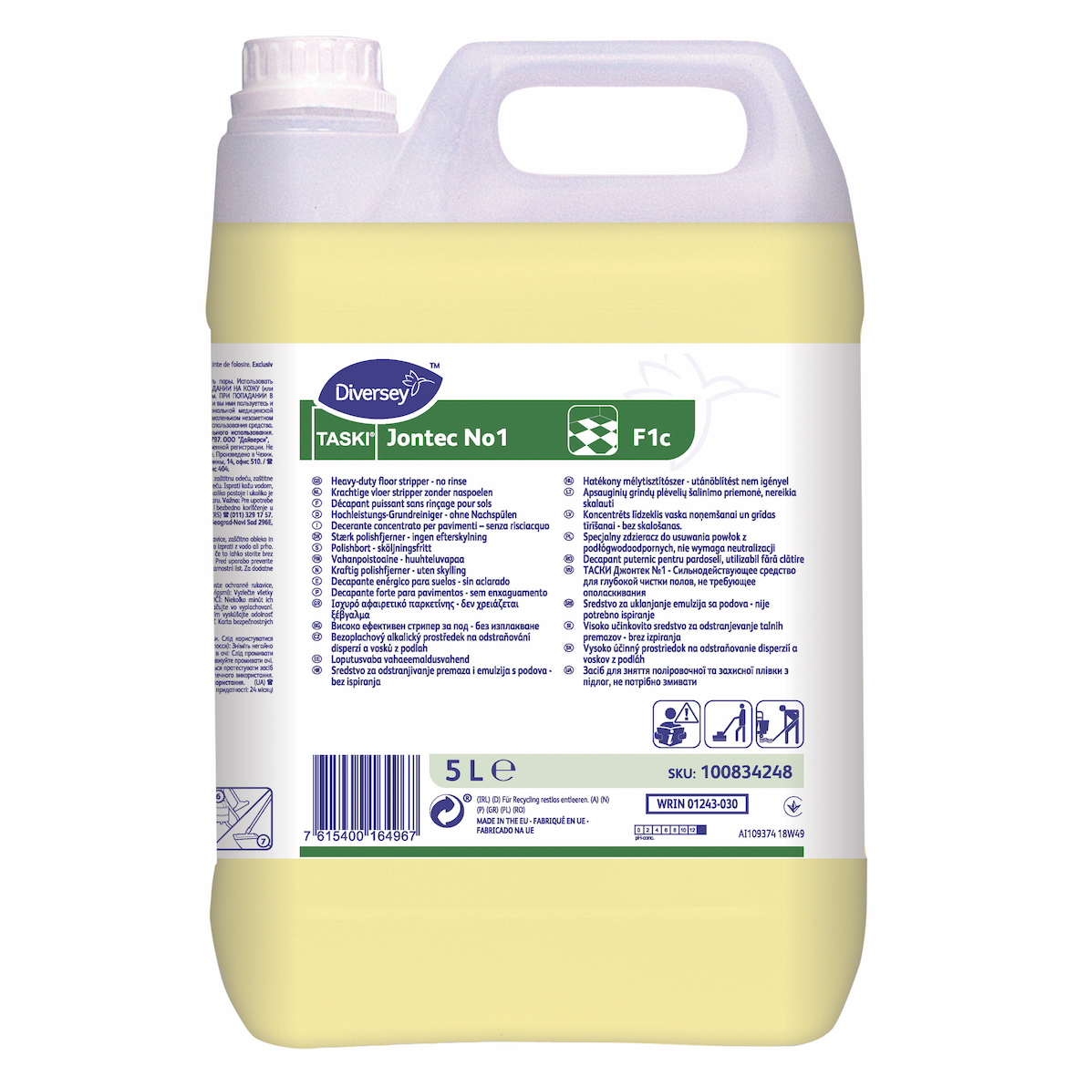 Diversey Taski Jontec №1, 5L Високоефективний засіб для видалення емульсійного покриття і захисних плівок з твердих підлог